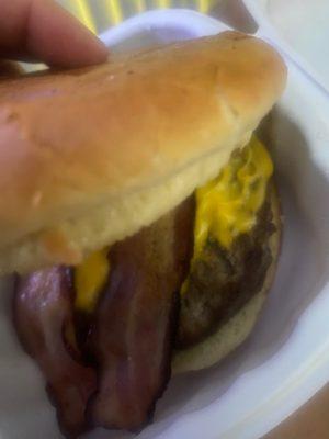 Cheddar cheese bacon burger