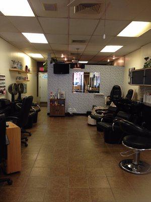 Small family oriented salon. Friendly atmosphere. We were once called the "cheers"of salons.