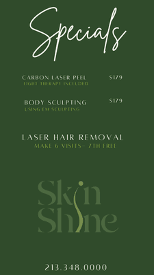 Current Price List, Contact us for Laser Hair Removal