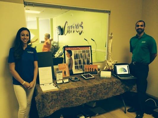 Free spinal assessments and a special discount to Curves members for an examination at Lifeworks Chiropractic. Having fun!!