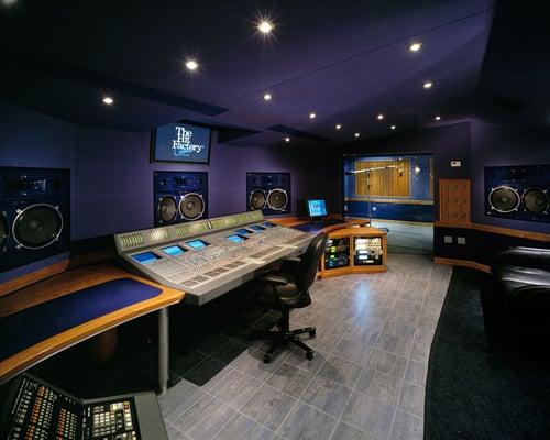 Studio F Control Room showing the original Sony Oxford Console installed after the 2001 renovation. See recent images for SSL Duality