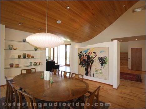 Custom installation,speakers integrated into a curved ceiling.