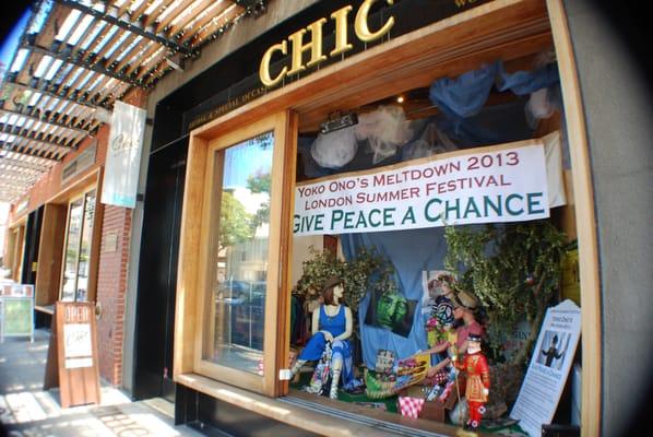 "Give Peace A Chance" Window.Year 2013.  In honor of Yoko Ono's 80th birthday celebration in 2013.