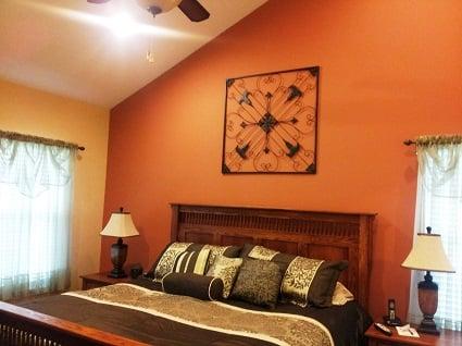 Earth tones in a bedroom can create a warm and intimate environment.