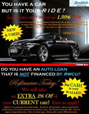 Get into a New Car Today!  Low!  Low!  Rates!