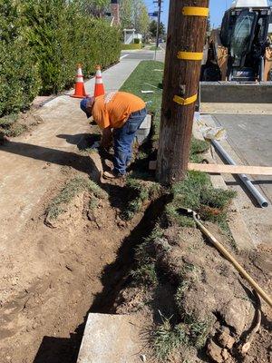 Trench prep for conduits.