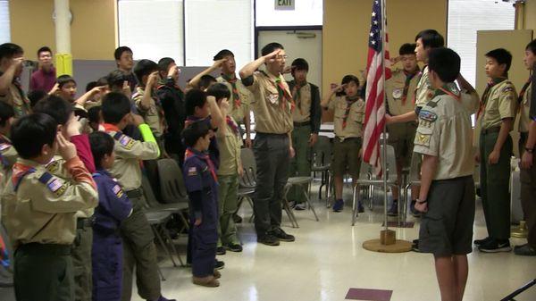 Boy scout Troop 485 at Home of Christ Church in Cupertino