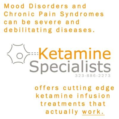 Mood Disorders and Chronic Pain Syndromes can be debilitating. We offer cutting edge ketamine infusion treatments that work.