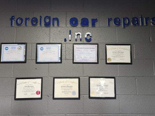 Automotive Technician Certificates