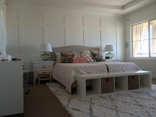 Wains Coating/Wall paneling 
Master Bedroom. Mountain Peak lacquered finish. Yorba Linda/Chu Residence.