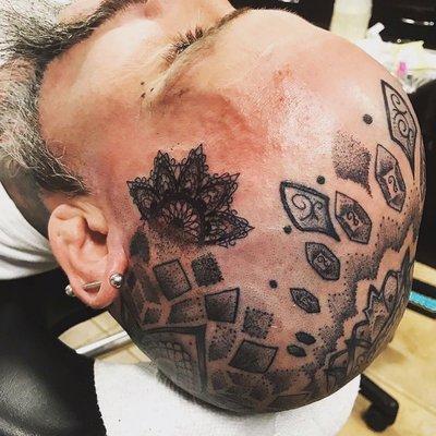 Head tattoo by Rabbit