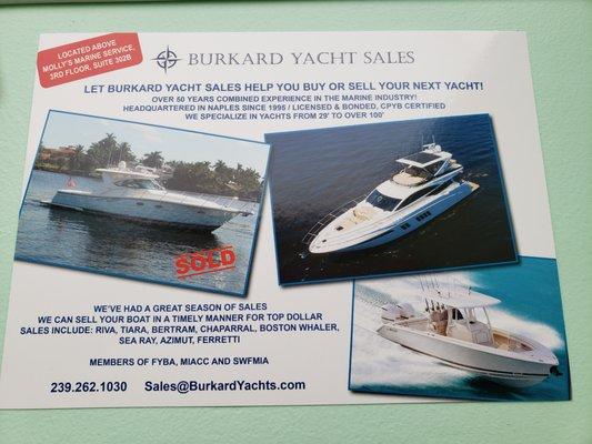 Burkard Yacht Sales can assist with Selling your Vessel and/or Buying a Vessel