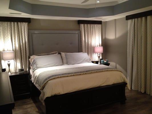 Custom headboard and drapes