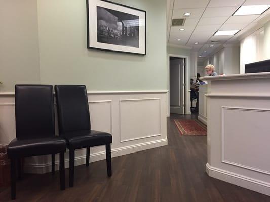 View of check-in desk from waiting area