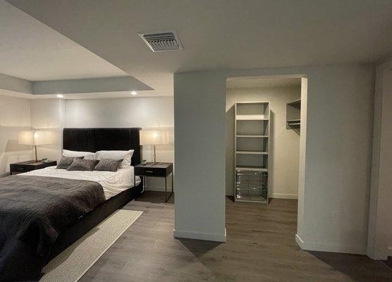 Minimalistic gray apartment closet located in Hollywood