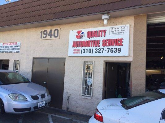 Quality Automotive is directly across the street from Nissan Foods noodle plant. Alex runs the shop. Really great guy!