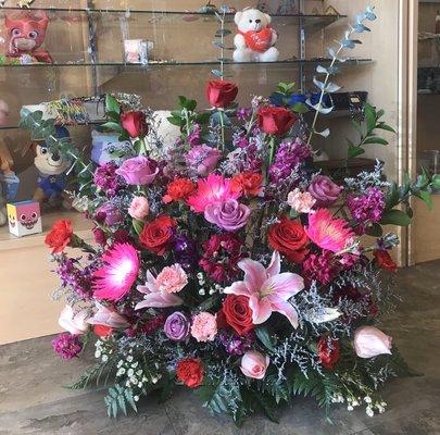 Large Arrangement pinks, purple's, Reds