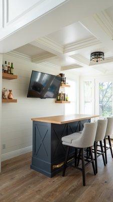 Custom bar and coffered ceiling in Coto De Caza California