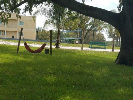 Hammock by the basketball court