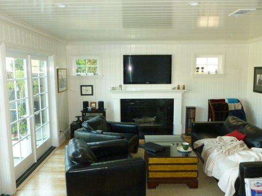 Wood paneled family room