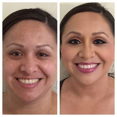 Client Makeup Application, Before and After Photo