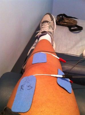 A little electrical stimulation to my meniscus. It has helped tremendously along side w/hot/cold compress. Monica/Lu R the best