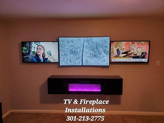 55" & two 42" TV's and a wall fireplace unit installed in Largo MD