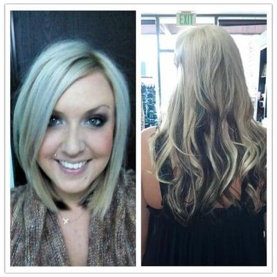 Before Hair Extensions and After Hair Extensions. Call for our Special Pricing