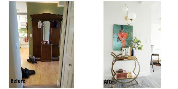 Before and After of Entryway Renovation and Furnishing