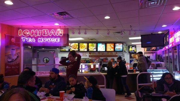 The half of the dining area belonging to Ichiban Tea house.