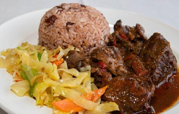 Brown Stew Chicken with Rice Beans