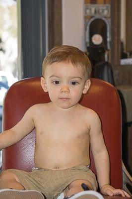 Carson looking pretty spiffy after his 1st haircut; It went so well and Nancy was fantastic with  Carson!