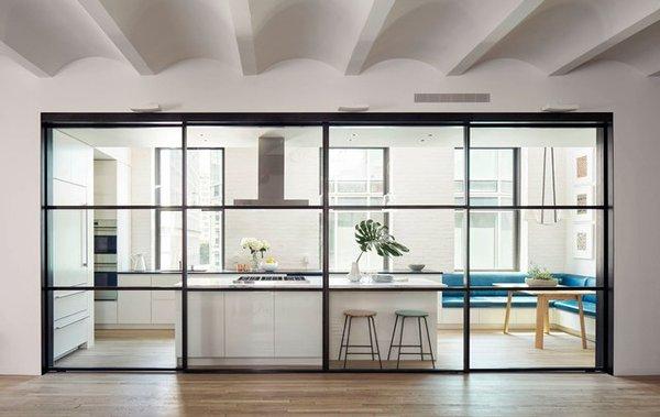 custom steel/glass sliding partition