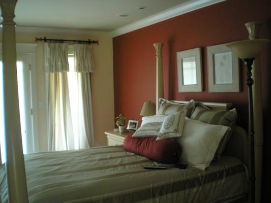 Painting a customer's master bedroom and also an accent wall!