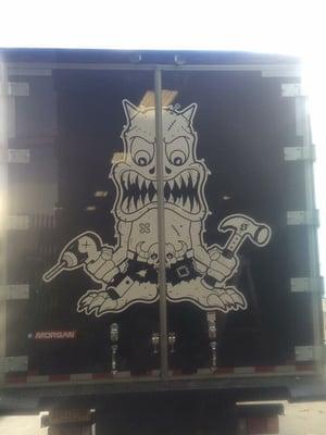 Monster vinyl on back doors of a box truck. Doesn't matter what image, we can cut and install it.