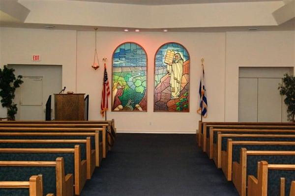 Our Delray Beach chapel with signature stained glass windows