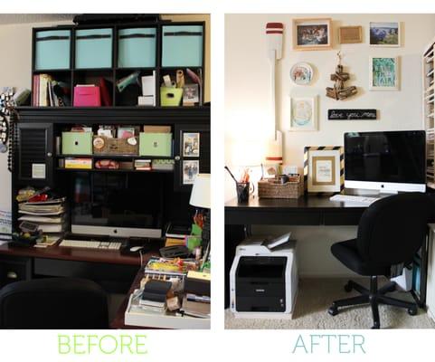 Project example: After decluttering and pairing down to the essentials, this became a fun and inspiring area to work.