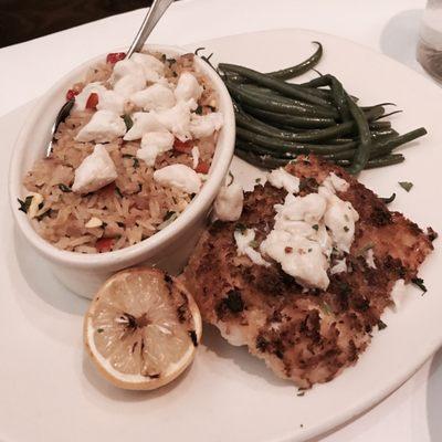 The cod crusted fish and crab fried rice