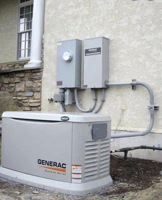 Propane whole house generator with automatic transfer switch and load management