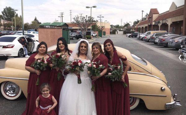 The beautiful bride and her bridesmaids