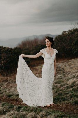 Bridal Portraits at Craggy Gardens, in WNC.