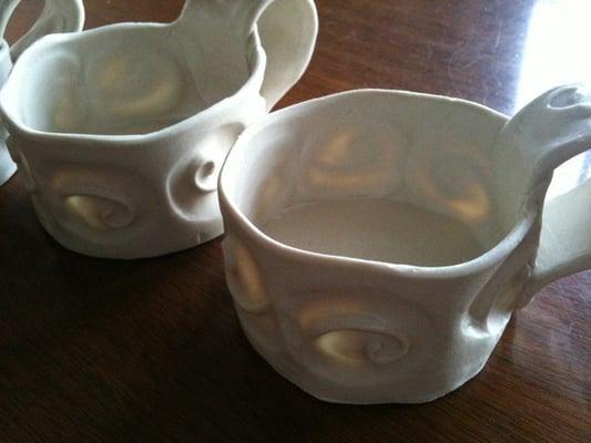 Thin porcelain cups by Barbara Dunshee