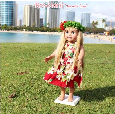 Hawaiian Doll Clothes-Roselani, 18inch Doll Dress, American Girl Doll Clothes