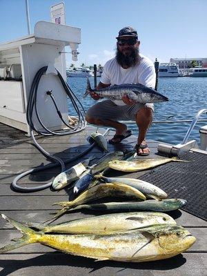 Wahoo and Mahi Mahi caught during a fishing charter