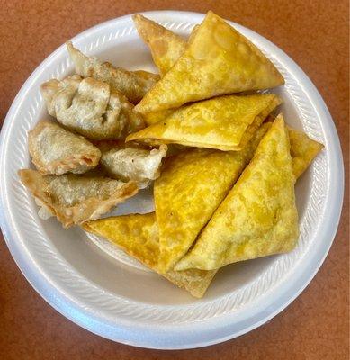 Fried dumplings and Crab Rangoon