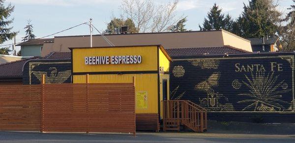 They added a fence so prudes aren't offended, last year, and then a new sign. View from across Holman Road.