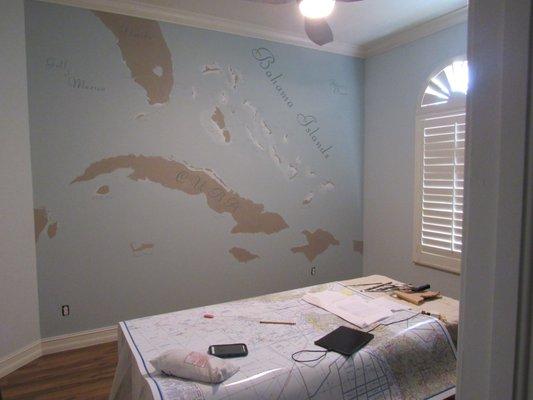 Bahamas map mural