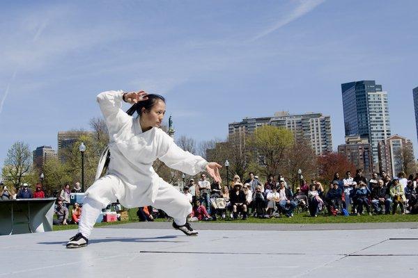 A Daoist Gate student performing Kung Fu