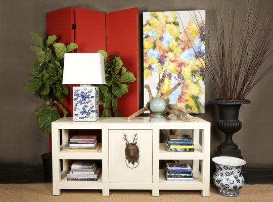 Custom Credenza in Light Sand Burlap Finish