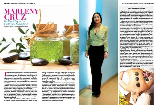 Latino show magazine article on Celestial Space Medi-Spa